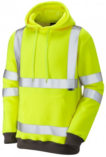 Leo Goodleigh Hooded Sweatshirt Hi-Vis Yellow - Roupa de trabalho - Roupa de Trabalho Tamanho Grande Homem