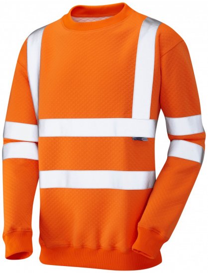 Leo Winkleigh Crew Neck Sweatshirt Hi-Vis Orange - Roupa de trabalho - Roupa de Trabalho Tamanho Grande Homem
