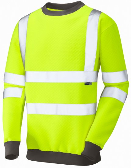 Leo Winkleigh Crew Neck Sweatshirt Hi-Vis Yellow - Roupa de trabalho - Roupa de Trabalho Tamanho Grande Homem
