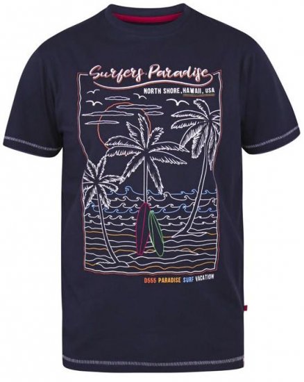 D555 Stewart Surfer'S Paradise Crew Neck T-Shirt Navy - T-shirts - T-shirts Homem Tamanhos Grandes