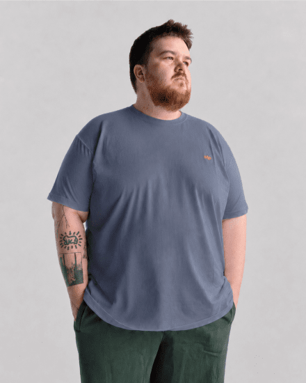 Motley Denim Stockholm T-shirt Light Indigo - T-shirts - T-shirts Homem Tamanhos Grandes
