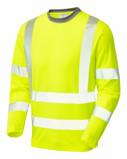 Leo Capstone Coolviz Plus Long Sleeve T-shirt Hi-Vis Yellow - Roupa de trabalho - Roupa de Trabalho Tamanho Grande Homem