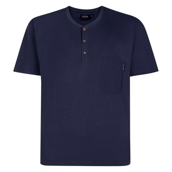 Espionage T447 Grandad Tee Preto - T-shirts - T-shirts Homem Tamanhos Grandes