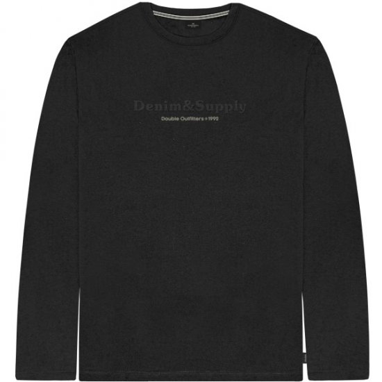 Double Outfitters TS-9173 Long Sleeve T-Shirt Embossed Black - T-shirts - T-shirts Homem Tamanhos Grandes