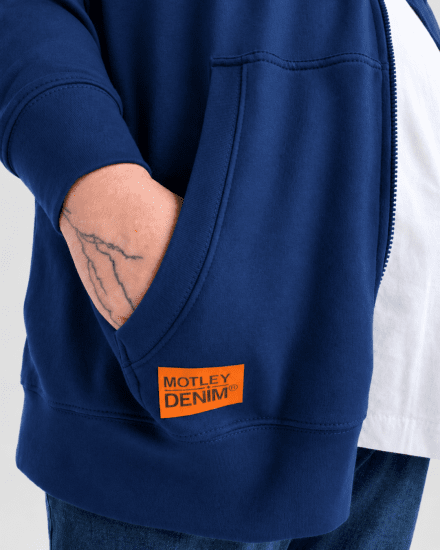 Motley Denim Copenhagen Hoodie Royal Blue - Sweatshirts & hoodies - Sweatshirt & Camisolas com Capuz tamanhos grandes