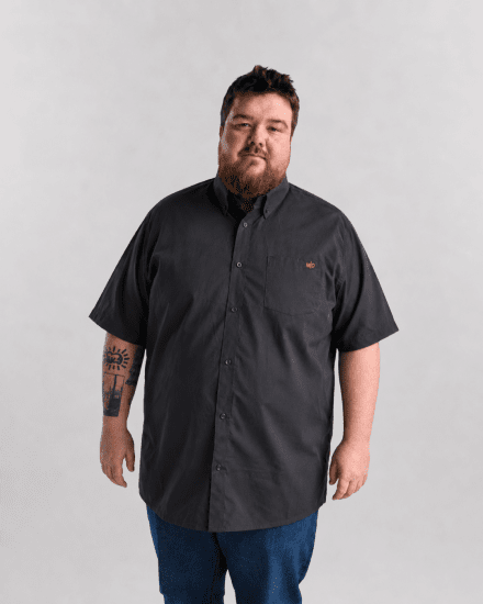 Motley Denim Zagreb Camisa de manga curta Antracite - Camisas - Camisas Homem Tamanhos Grandes