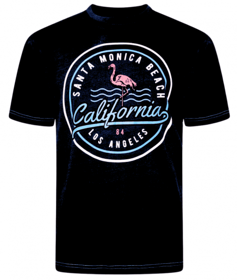 Kam Jeans 5707 Santa Monica Tee Black - T-shirts - T-shirts Homem Tamanhos Grandes