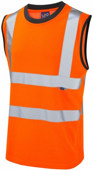 Leo Ashford Comfort Sleeveless T-shirt Hi-Vis Orange - Roupa de trabalho - Roupa de Trabalho Tamanho Grande Homem