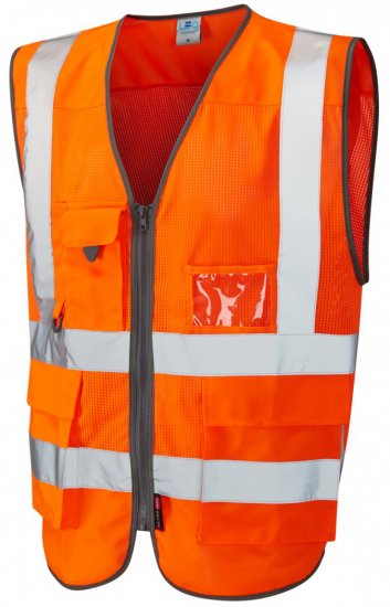 Leo Cobbaton Coolviz Superior Waistcoat Hi-Vis Orange - Coletes alta visibilidade - Coletes alta visibilidade em tamanhos grandes