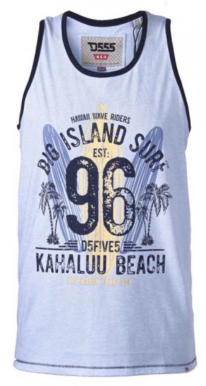 D555 Wirral Hawaii Surf Board Printed Vest Sky Blue - T-shirts - T-shirts Homem Tamanhos Grandes