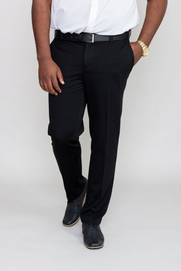 D555 Yarmouth Four Way Stretch Trouser With Flexible Waistband Black - Jeans & calças - Jeans & Calças Tamanhos Grandes Homem