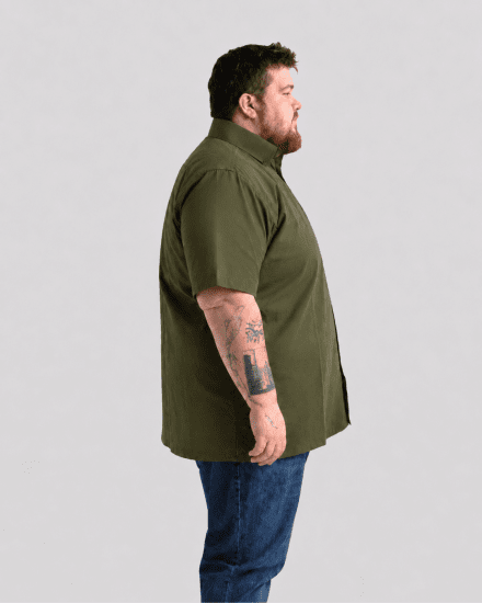 Motley Denim Zagreb Camisa de manga curta Caqui escuro - Camisas - Camisas Homem Tamanhos Grandes