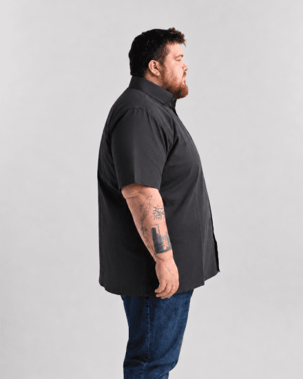 Motley Denim Zagreb Camisa de manga curta Antracite - Camisas - Camisas Homem Tamanhos Grandes